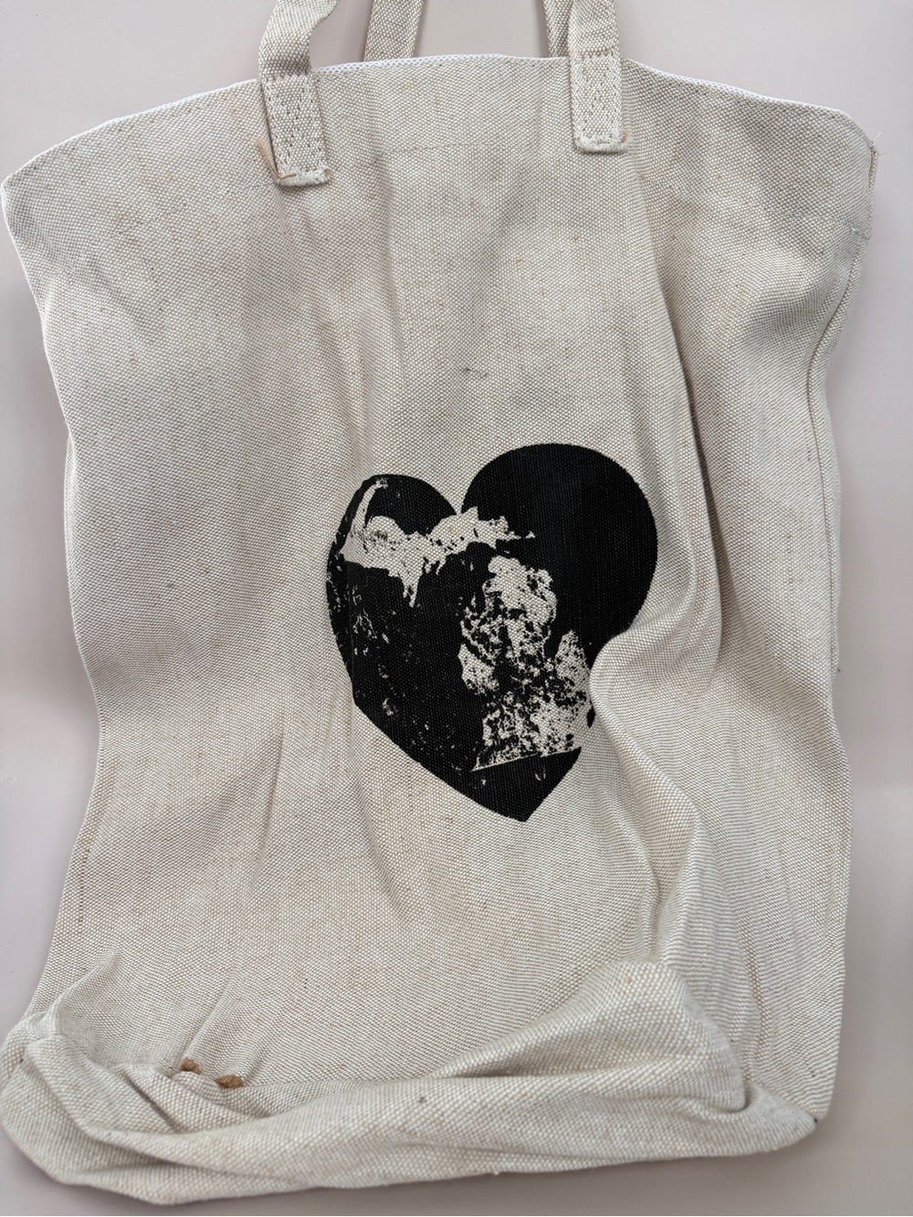 Canvas Tote with Distressed Michigan Heart Print